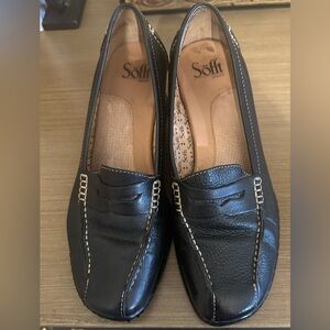 Sofft Black Leather Wedges